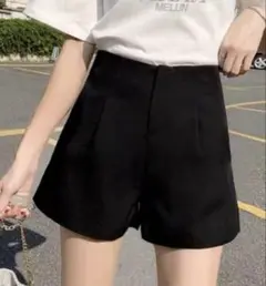 GRL タックハイウエストショートパンツ ブラック at1744 Mサイズ