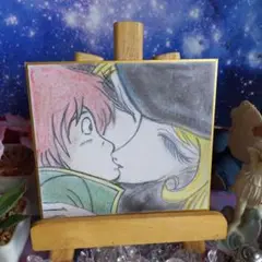 メーテル、鉄郎様、ファンアート、パステル、鉛筆、色鉛筆、ミニ色紙。