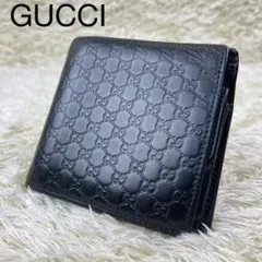 美品✨ GUCCI グッチ 折り財布 マイクロシマ GG ブラック