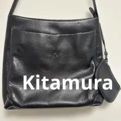 訳あり キタムラ　黒　レザー　ショルダーバッグ　内部剥がれあり
