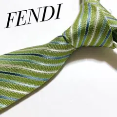美品 フェンディ ネクタイ ハイブランド レジメンタル ストライプ柄 ビジネス