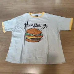 ハンバーガー プリント Tシャツ 大きめ