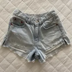 ZARA ライトブルー ダメージショートパンツ 116㎝