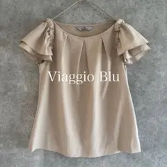 Viaggio Blu｜ビアッジョブルー｜袖フリル 半袖ブラウス フロントタック