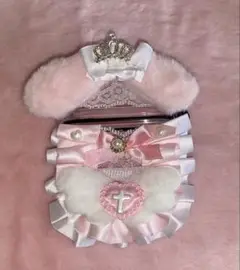 スケルトンケースデコ　ハンドメイド　白　ピンク　うさみみ