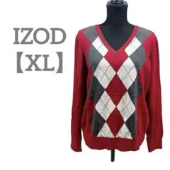 匿名配送✨IZOD 【XL】Vネックセーター アーガイル