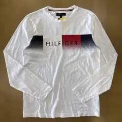 TOMMY HILFIGER ロンT プリントロゴ 古着 白 Sサイズ