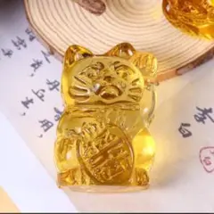 シトリン招き猫 開運アイテム 幸運 金運 財運 縁結び 商売繁盛 置物