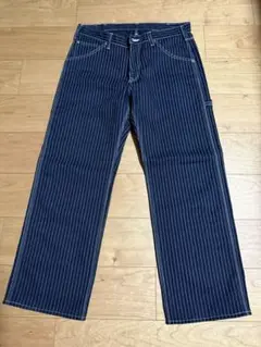 IRON HEART ストライプ ワイドレッグパンツ 34インチ IRON HEART HEART 12oz ウォバッシュ エンジニアペインター