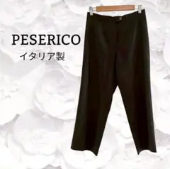 イタリア製『ペゼリコ』パンツ/ボトムス【L】ブラック/黒 無地 薄手 通勤