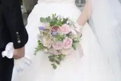 ピンク系ブーケとブートニアセット