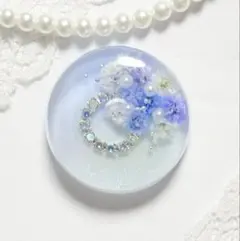 380可憐な♡レジンヘアゴム ブルー〜グリーングラデ ビジューリング