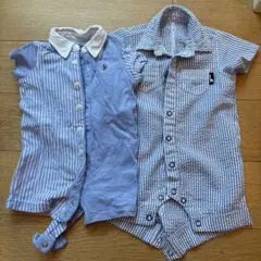 Ralph Lauren 3M ロンパース 水色 ストライプ