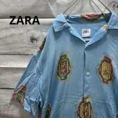 ZARA アロハシャツ レーヨンシャツ オープンカラーシャツ 総柄 半袖シャツ