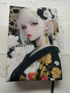ブックカバー　夏牡丹➂