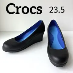 【美品✨】クロックス　ウェッジソール　パンプス　23.5㎝　ブラック