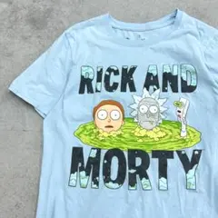 謎の液体に浸かる科学者と孫　リックアンドモーティー　Tシャツ　古着　水色　SM