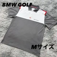 美品　BMW ゴルフスポーツ　ポロシャツ　半袖　グレー　ホワイト　Mサイズ