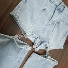 美品デニムショートパンツ＆ロングパンツセット XS