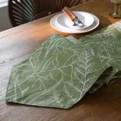 【人気】テーブルランナー　クロス　緑　カフェ　ナチュラル　北欧　ボタニカル　植物