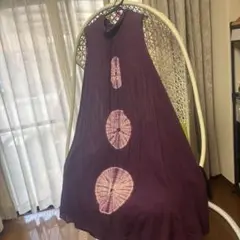 アジアンリゾート紫色 丸模様 ワンピース