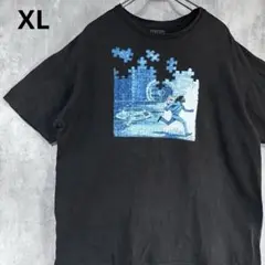 パズル風グラフィックTシャツ（黒）　XL ビッグシルエット