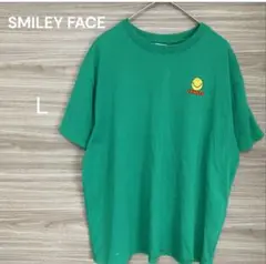 SMILEY FACE【Ｌ】グリーン　スミリー顔 Tシャツ ユニセックス　綿混