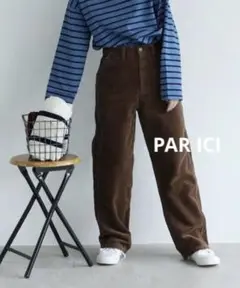 新品 パーリッシィ コーデュロイ ハイウエスト ワイド ストレート パンツ