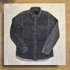 ZARA MAN ダークグレー デニムシャツ M コーデュロイ