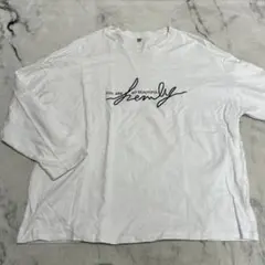 ホワイト 白　メッセージプリント Tシャツ M ロンT 長袖
