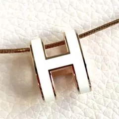 HERMES ポップアッシュ ネックレス ピンクゴールド ホワイト 白