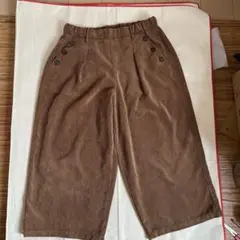 ブラウン コーデュロイ ワイドパンツボタン付き