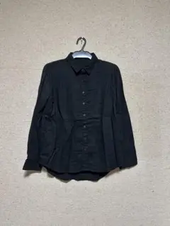 ■レディースレーヨンシャツ 黒 レギュラーカラーシャツ ノンアイロンシャツ
