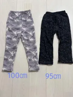 恐竜柄　裏起毛パンツ2枚セット　95㎝　100㎝