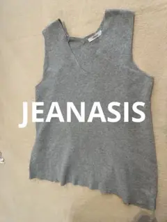 JEANASIS グレー Vネック ノースリーブ　ニット