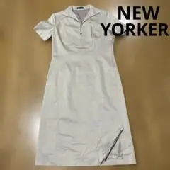 NEWYORKER ワンピース レディースM 11号 ベージュ 上品 膝丈 半袖