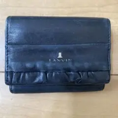 LANVIN ブラック 三つ折り財布 フリル付き