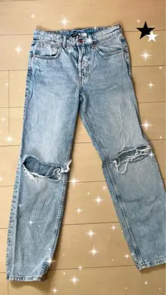 ダメージ加工 ライトブルーデニム