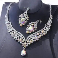 新入荷✨ 新品 ベリーダンス 社交ダンス ネックレスu0026ピアス オーロラシルバー