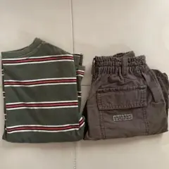 緑ボーダー、パンツセット