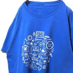 ポート&カンパニー ナショナルインストゥルメント英字 Tシャツブルー青L古着