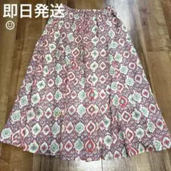 【美品】22オクトーブル幾何学柄 ロングスカート M