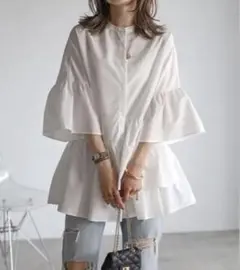 アシメフリルシャツ