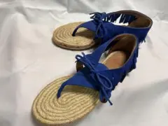 Castañer（カスタニエール） 青 フリンジ フリルサンダル　サイズ38