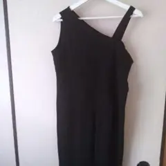 GU オールインワン ブラック 片肩デザイン ロングパンツ