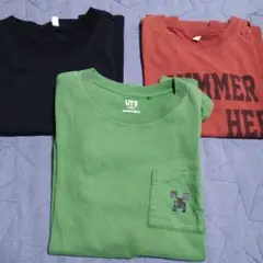 160cm 男の子 Tシャツセット（緑・黒・オレンジ）