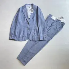 新品　ユニクロ　イネスコラボ　ビジネス スーツ　セットアップ　麻　M ブルー