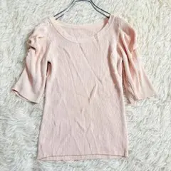 m1344 美品✨アンドドットノスタルジア 五分袖ニットカットソー ストレッチ