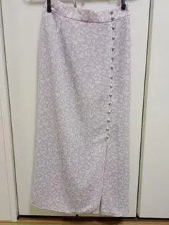 ROPE PICNIC　薄紫　ピンク　花柄　ロングスカート　ボタン　スリット36