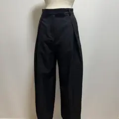 Heather 黒 ワイドパンツ プリーツ入り
